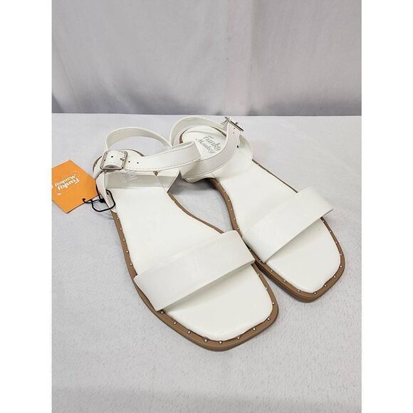 FUNKYMONKEY Women's 9 Faux Leather Flat Sandals Open Toes One Band Casual Ankle - Picture 1 of 7